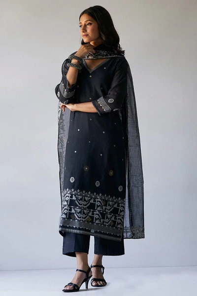 Black Woven Kurta